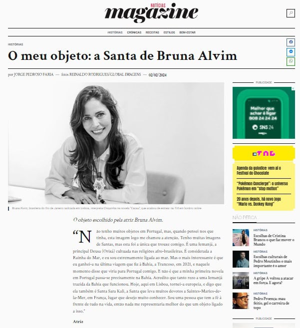Bruna-Alvim_Noticias-Magazine Atriz Bruna Alvim protagoniza Chiquinha na nova novela da TVI «Cacau»