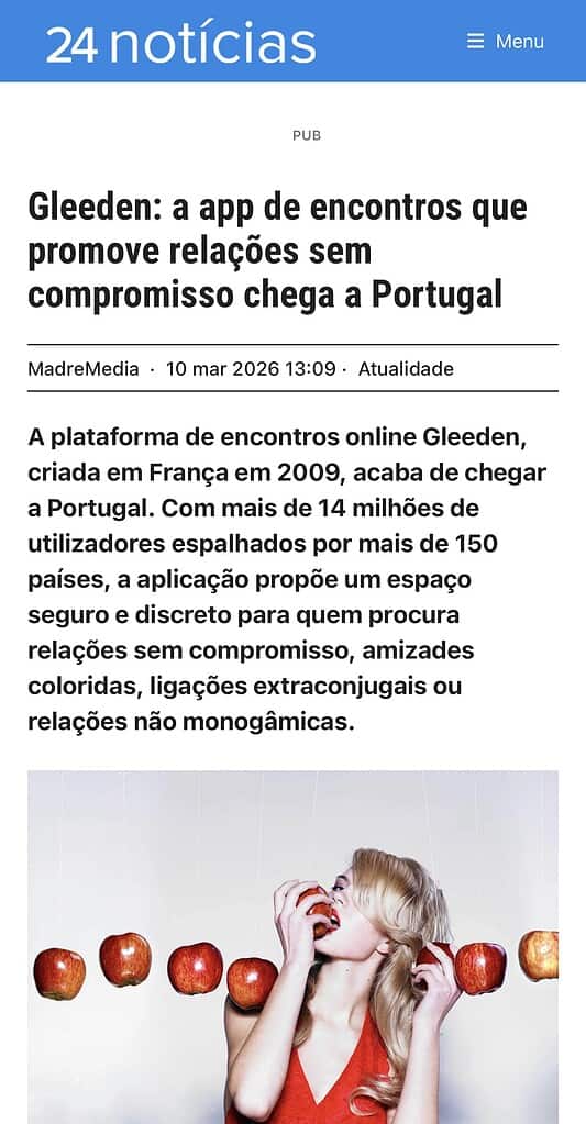 Notícia Sapo24 sobre Gleeden