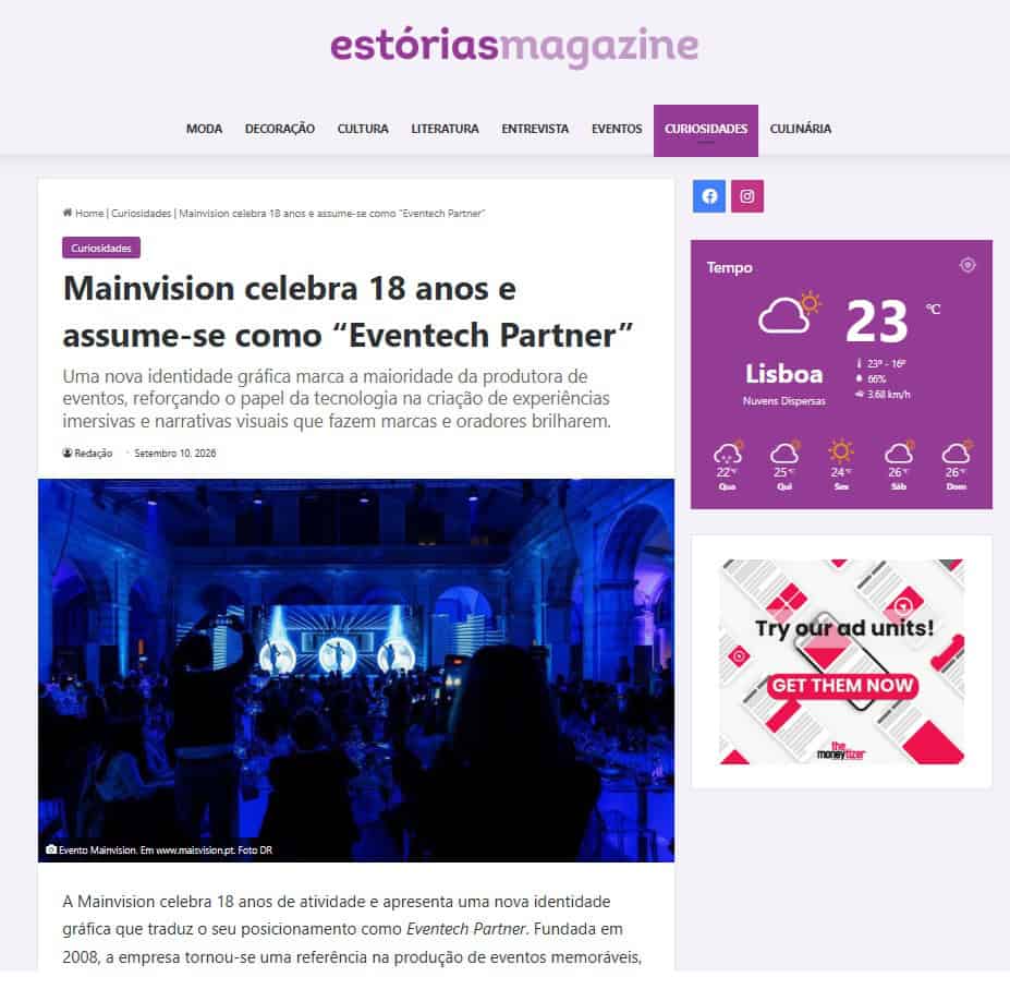 Mainvision celebra 18 anos com nova identidade gráfica e assume-se como «Eventech Partner»