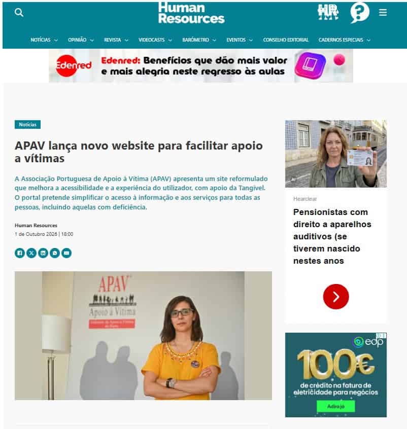 Human-Resources APAV lança novo site mais acessível, com o apoio da Tangível