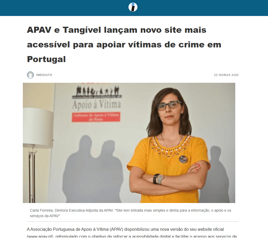Imediato APAV lança novo site mais acessível, com o apoio da Tangível