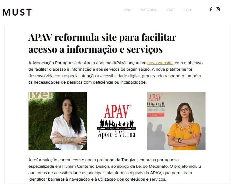 MUST_APAV APAV lança novo site mais acessível, com o apoio da Tangível